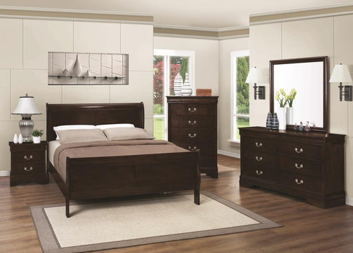 Louis Philippe Cappuccino Twin Sleigh 4-PCS Bedroom Set_1