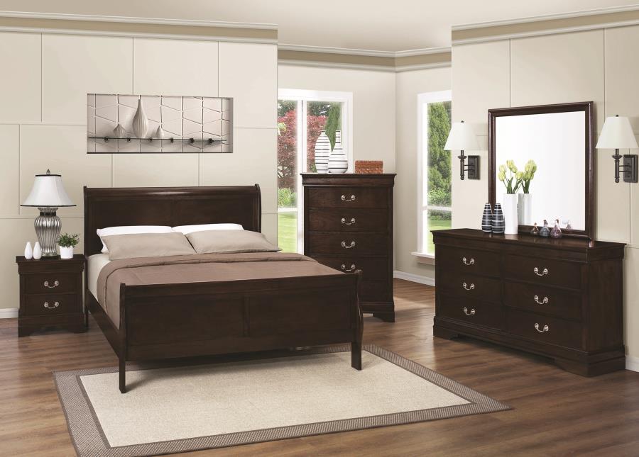 Louis Philippe Cappuccino Twin Sleigh 5-PCS Bedroom Set_1