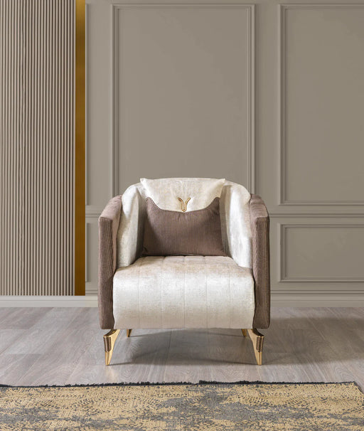 Leina Ivory-Coffee Velvet Chair