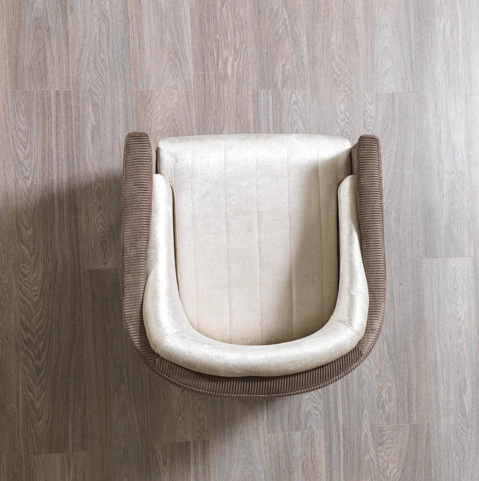 Leina Ivory-Coffee Velvet Chair