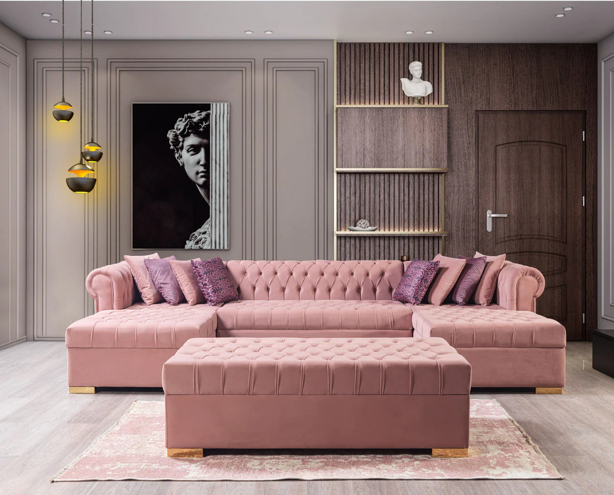 Lauren Velvet  Double Chaise Sectional