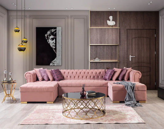 Lauren Velvet  Double Chaise Sectional