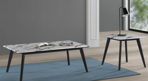 Rectangle Marble Looking Top Coffee Table Black And White