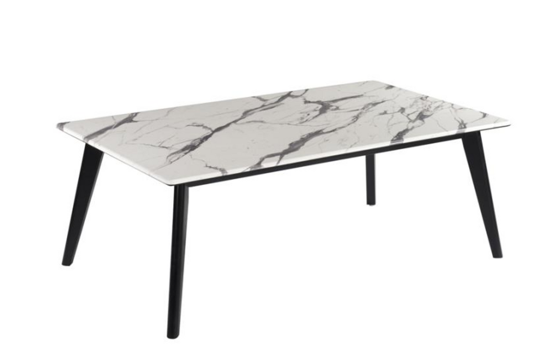 Rectangle Marble Looking Top Coffee Table Black And White