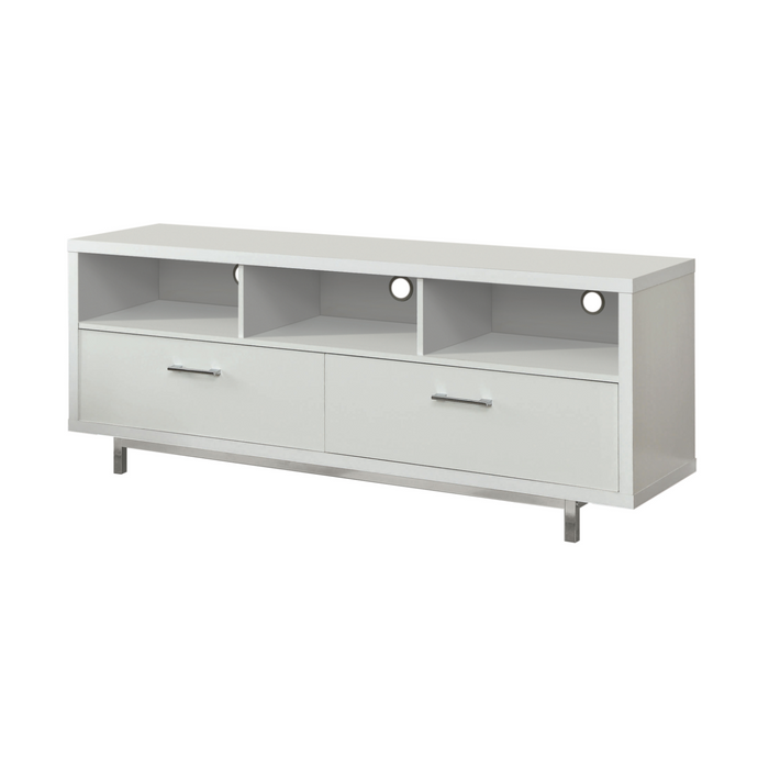 2-Drawer Rectangular TV Console White