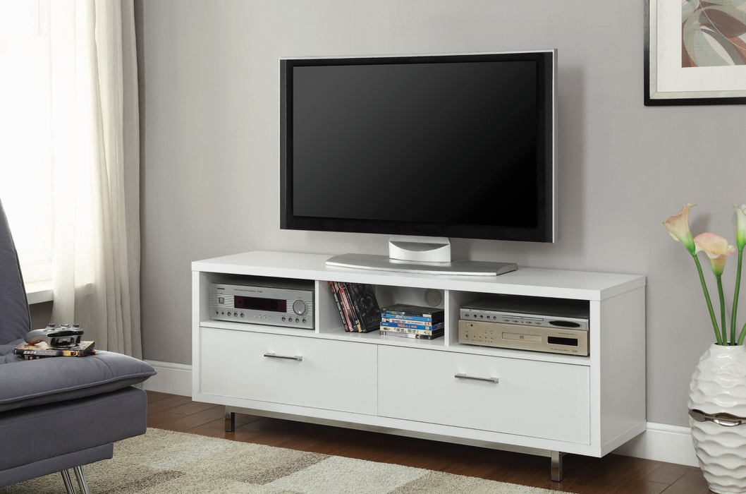 2-Drawer Rectangular TV Console White