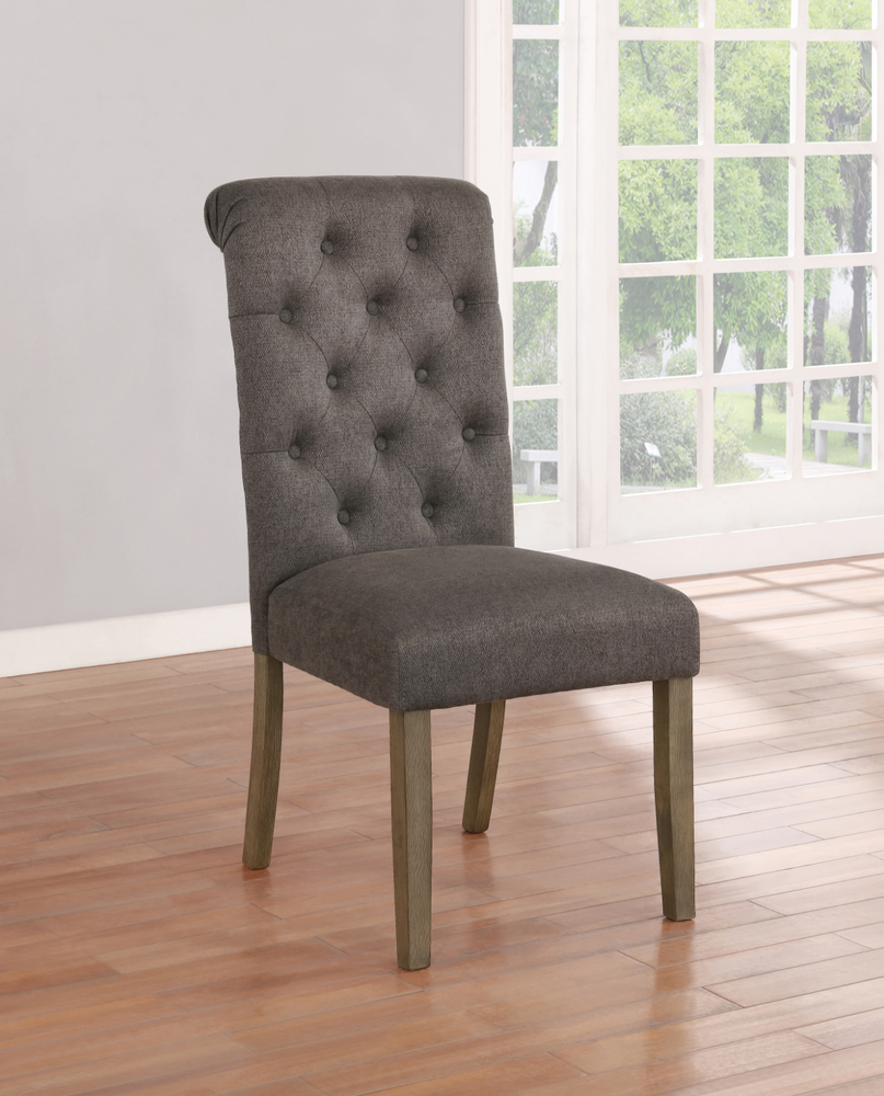 Calandra Tufted Back Side Chairs Rustic Brown And Grey (Set Of 2)