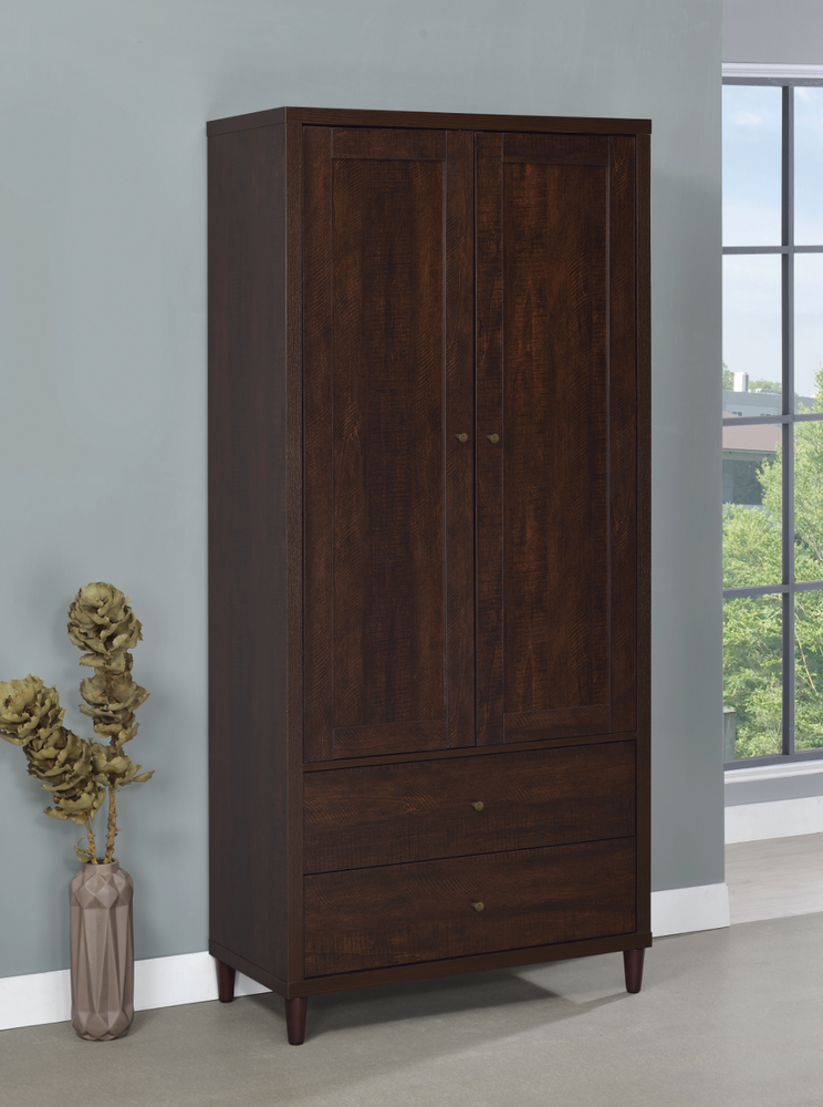 2-Door Tall Accent Cabinet Rustic Tobacco