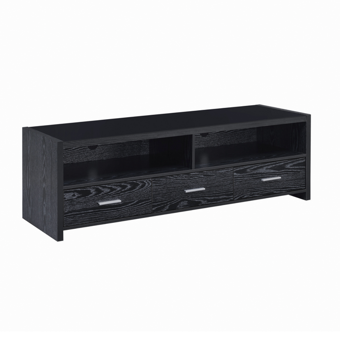 62″ 3-Drawer TV Console Black Oak