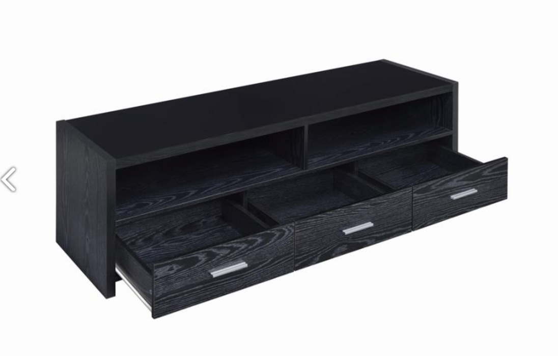 62″ 3-Drawer TV Console Black Oak