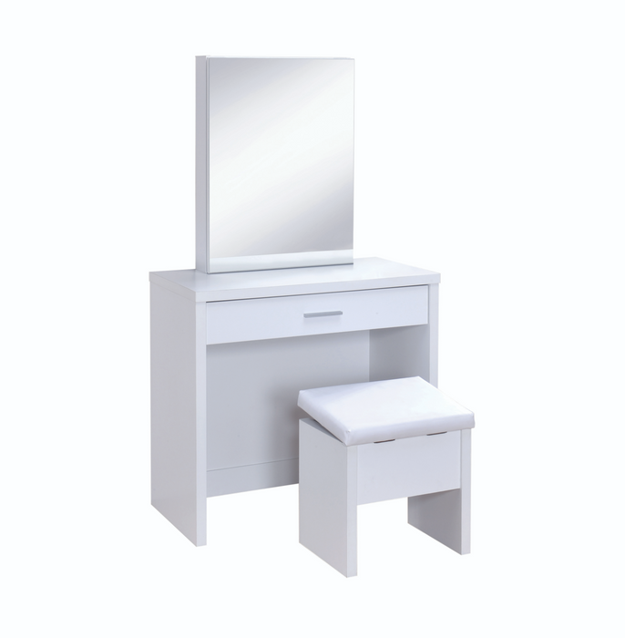 2-Piece Vanity Set With Lift-Top Stool White