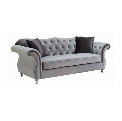 Frostine Button Tufted Sofa Silver