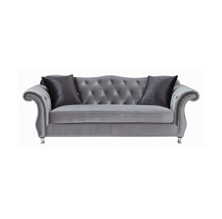 Frostine Button Tufted Sofa Silver