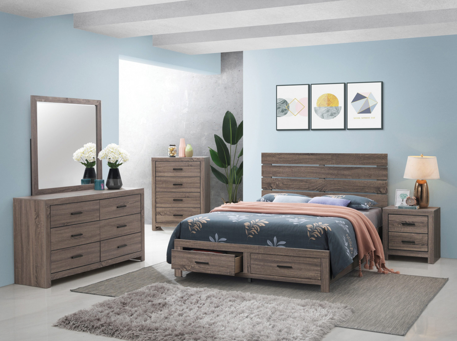 Brantford 4-Piece Eastern King Storage Bedroom Set Barrel Oak