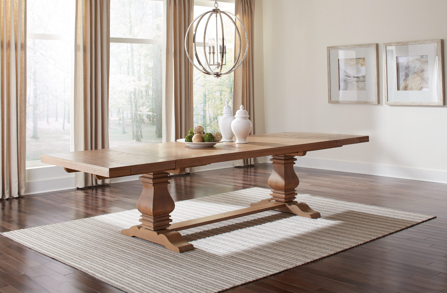 Florence Double Pedestal Dining Table Rustic Smoke