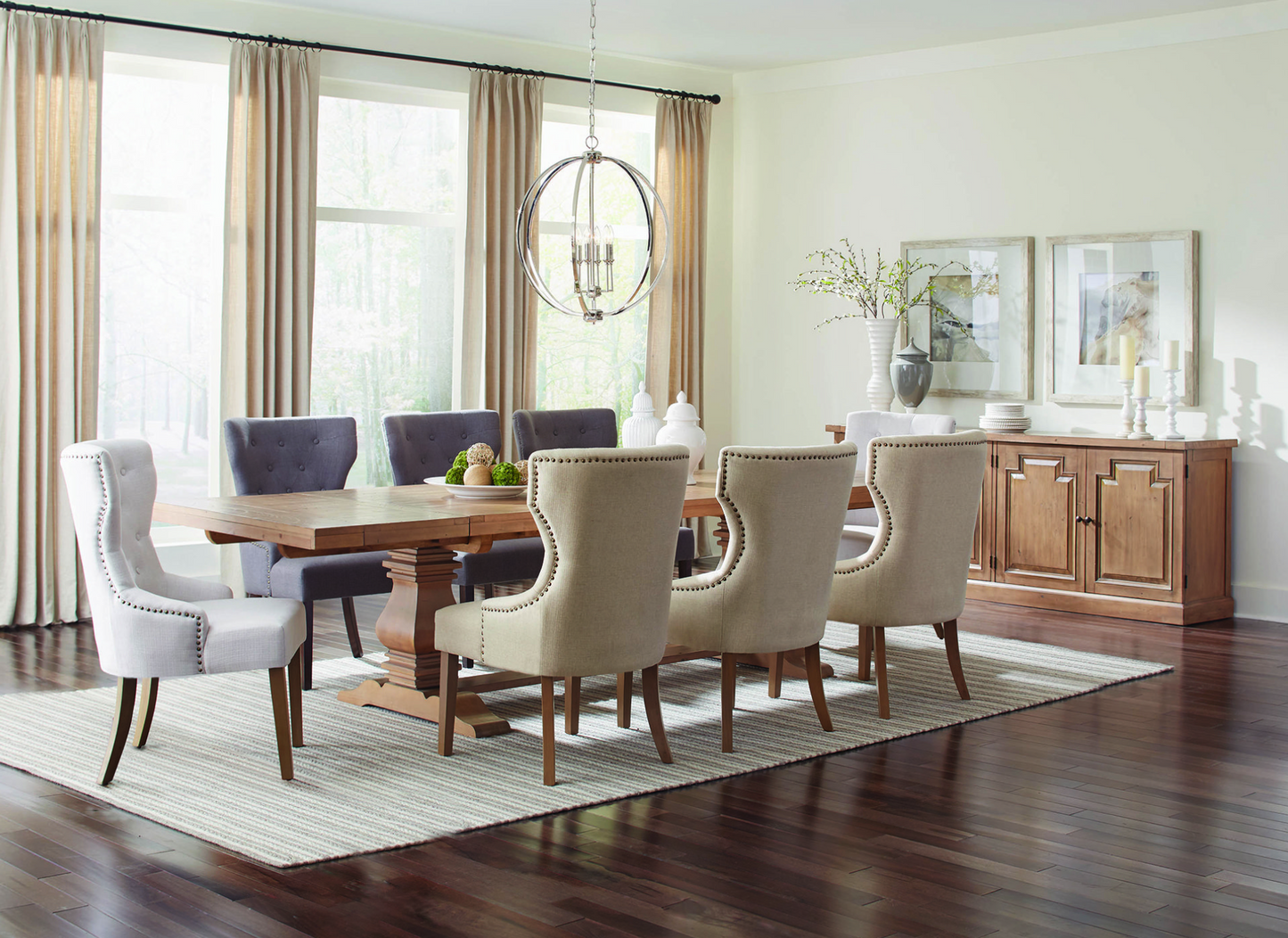 Florence Double Pedestal Dining Table Rustic Smoke