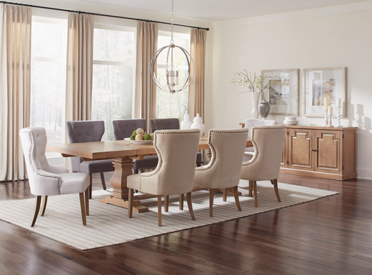 Florence Double Pedestal Dining Table Rustic Smoke
