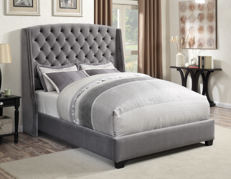 Pissarro Eastern King Tufted Upholstered Bed Grey