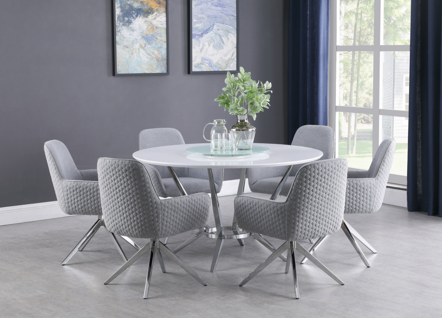 Abby Flare Arm Side Chair Light Grey And Chrome