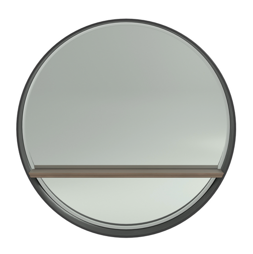 Round Mirror With Shelf Black