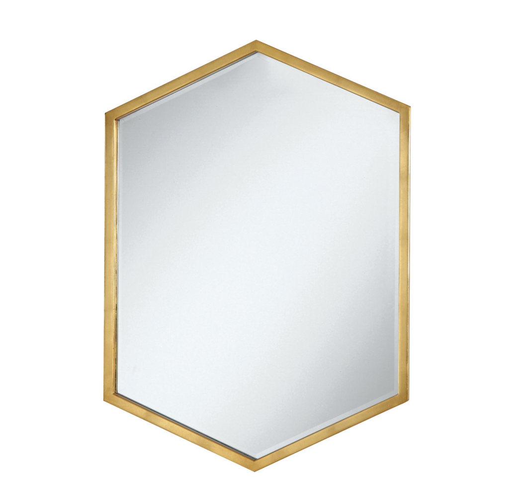 Hexagon Shaped Wall Mirror Gold