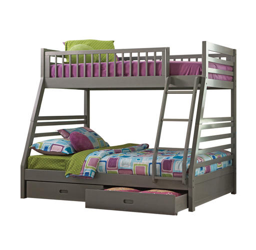 Ashton Twin Over Full Bunk 2-Drawer Bed Grey