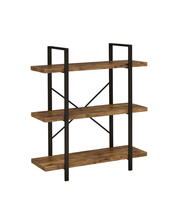 3-Shelf Bookcase Antique Nutmeg And Black