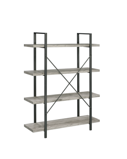 4-Shelf Bookcase Grey Driftwood And Gunmetal