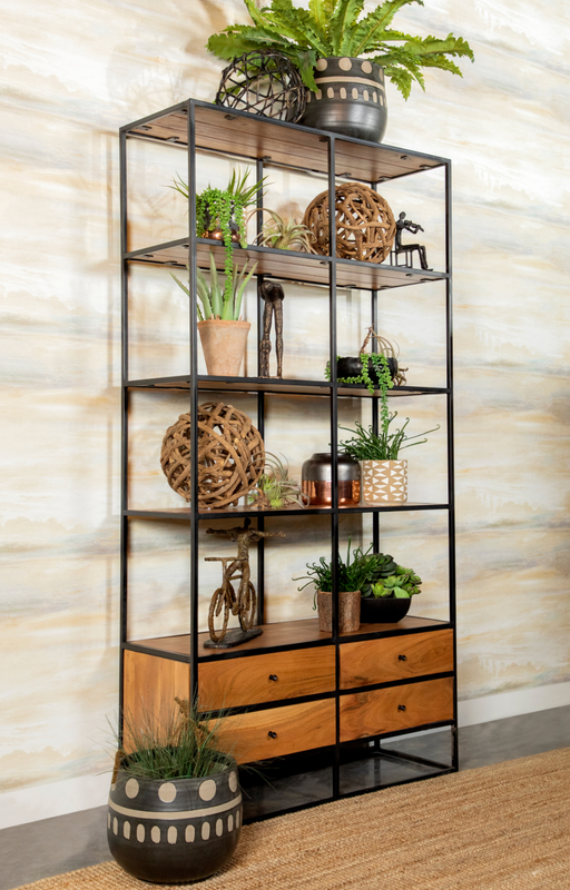 4-Drawer Etagere Natural Sheesham And Black