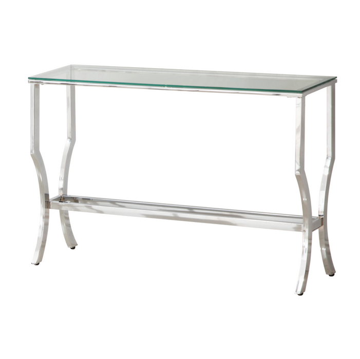 Rectangular Sofa Table With Mirrored Shelf Chrome