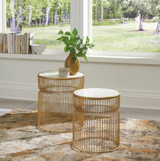 White / Gold finish Accent Table Set