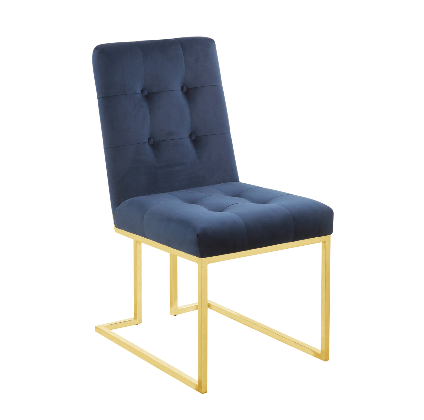 Lindsey Round Glass Top Dining Table Sunny Gold with blue chairs