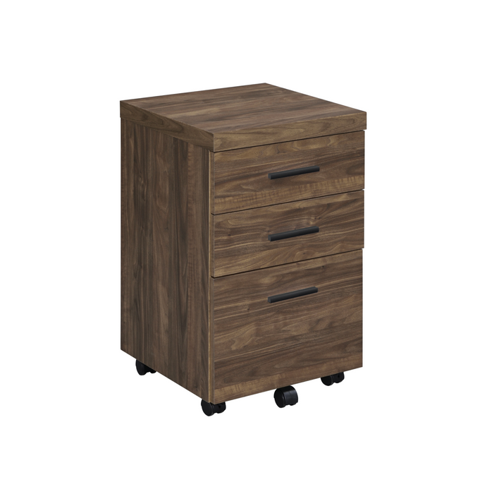 Luetta 3-Drawer Mobile Storage Cabinet With Casters Aged Walnut