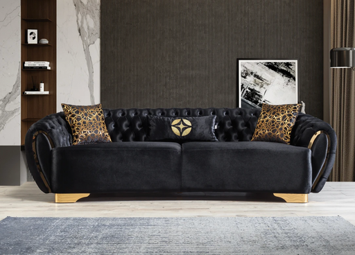 Victoria Black Velvet Sofa & Loveseat