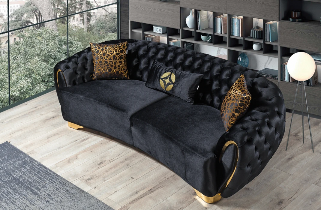 Victoria Black Velvet Sofa & Loveseat