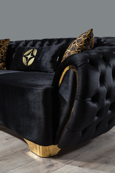 Victoria Black Velvet Sofa & Loveseat