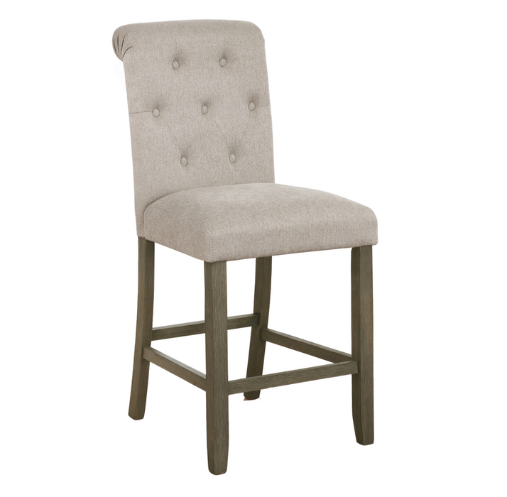 Tufted Back Counter Height Stool Beige And Rustic Brown