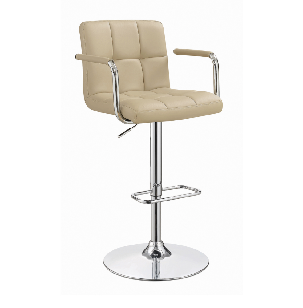 Adjustable Height Bar Stool Beige And Chrome