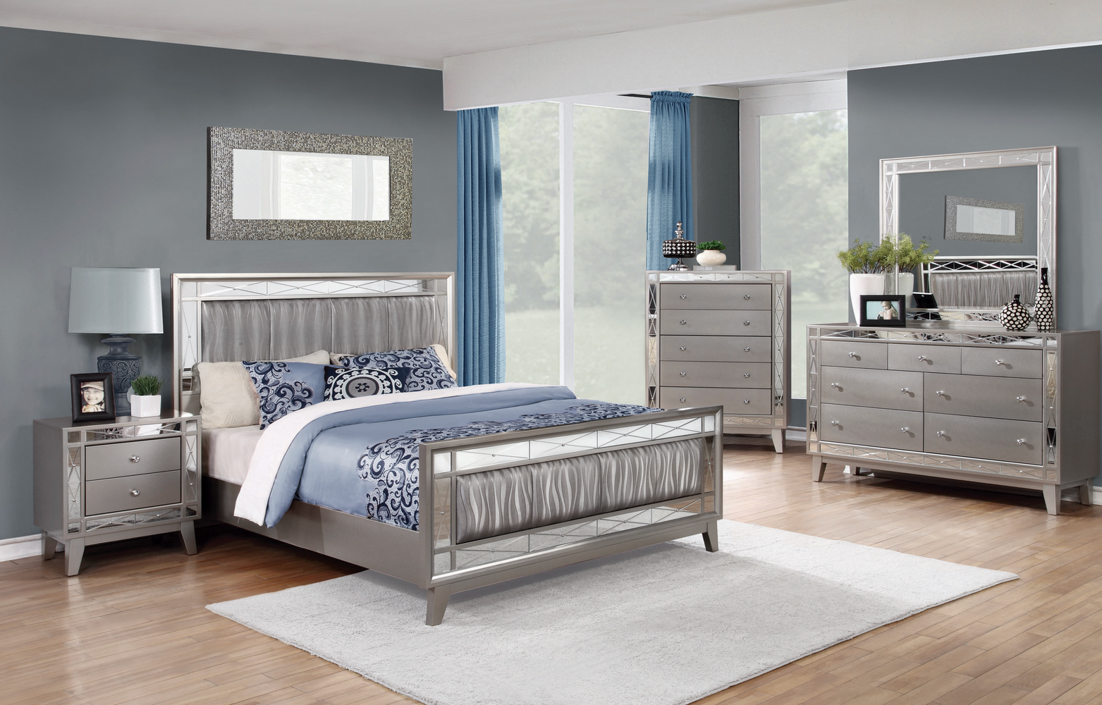 Leighton Panel Bedroom Set Mercury Metallic