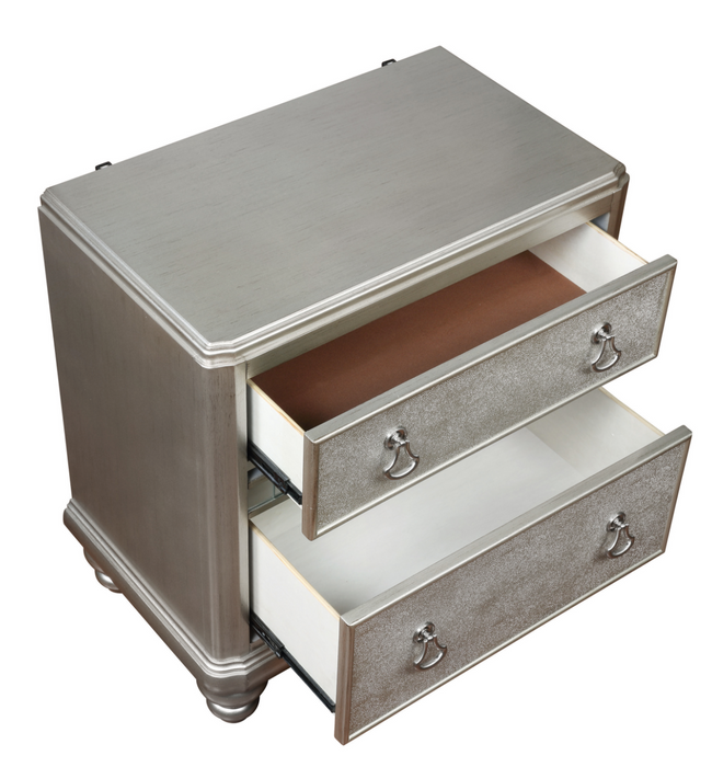 Bling Game 2-Drawer Nightstand Metallic Platinum