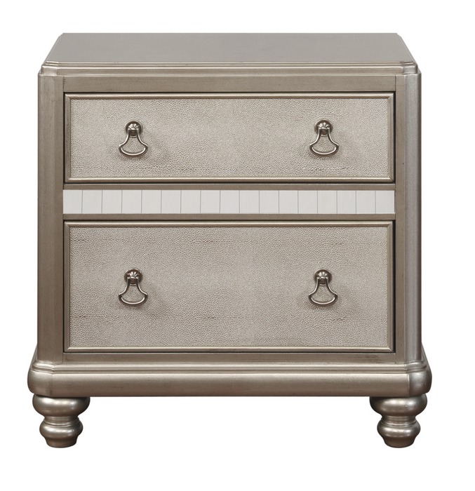 Bling Game 2-Drawer Nightstand Metallic Platinum