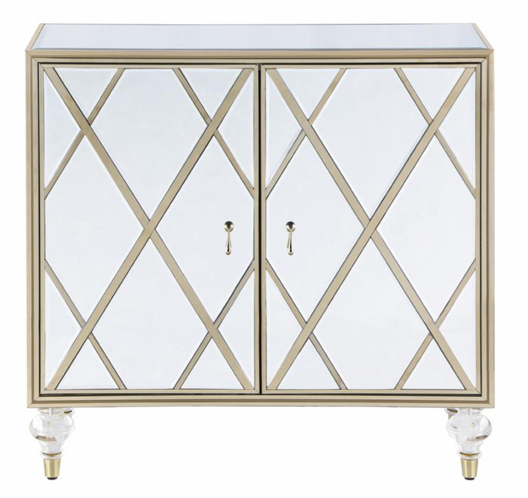 2-door Accent Cabinet Mirror and Champagne