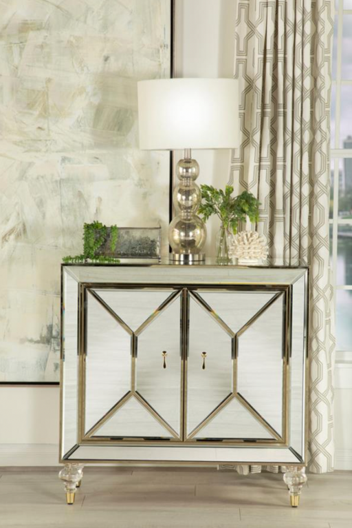 2-door Accent Cabinet Mirror and Champagne