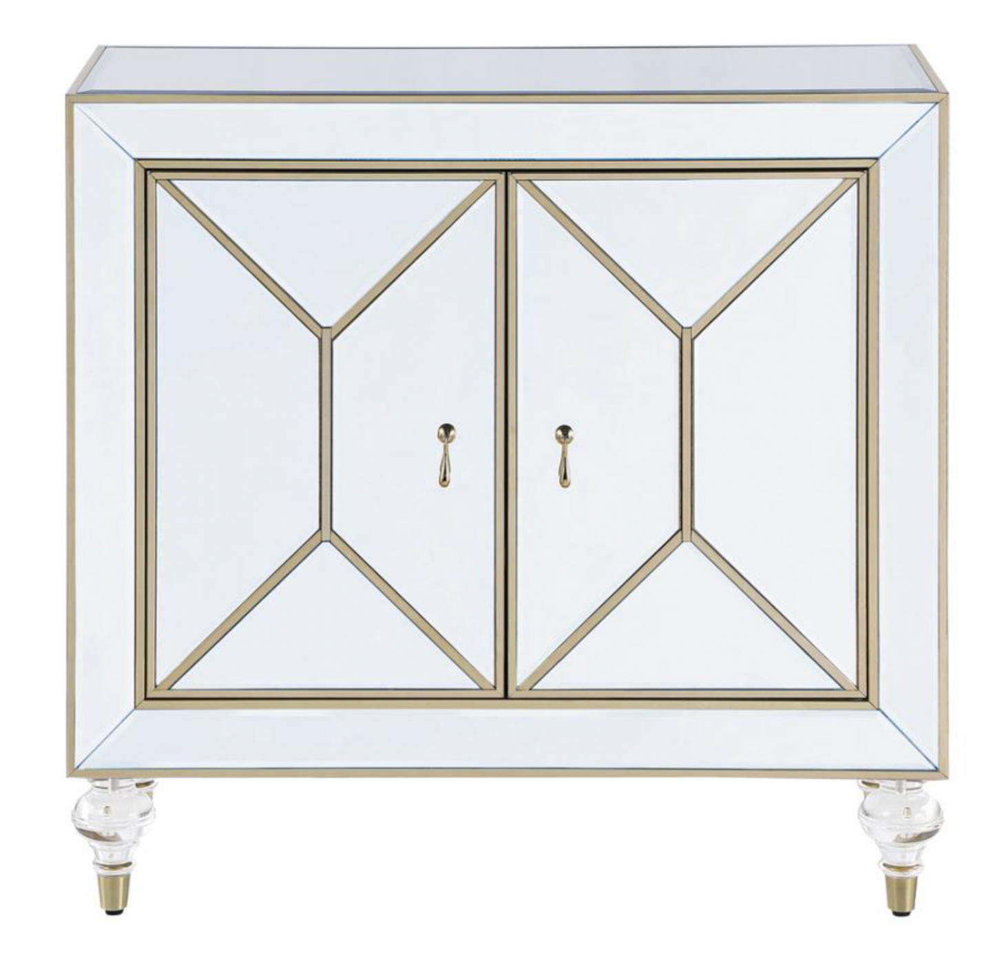 2-door Accent Cabinet Mirror and Champagne