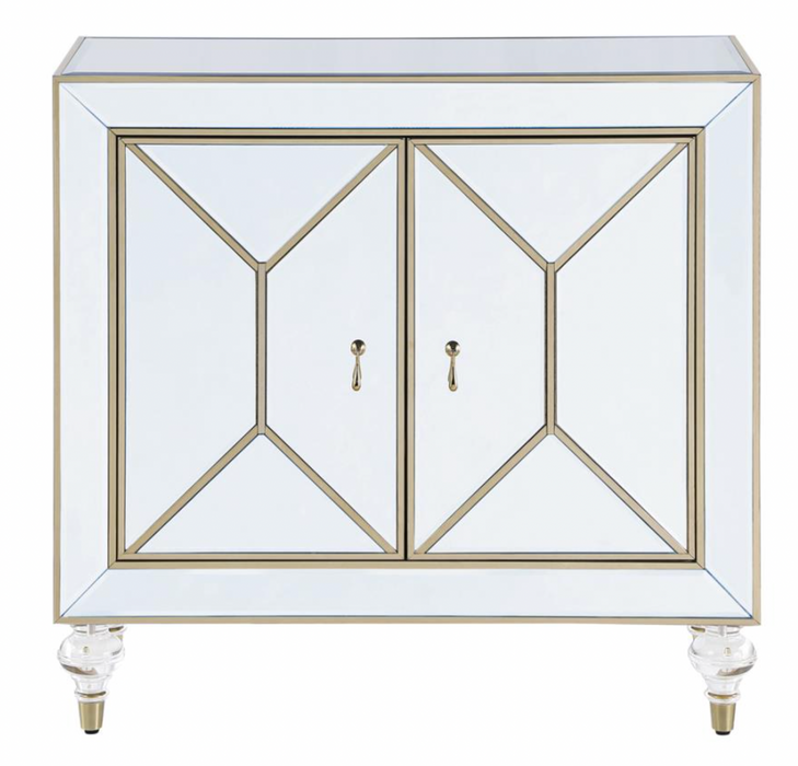 2-door Accent Cabinet Mirror and Champagne