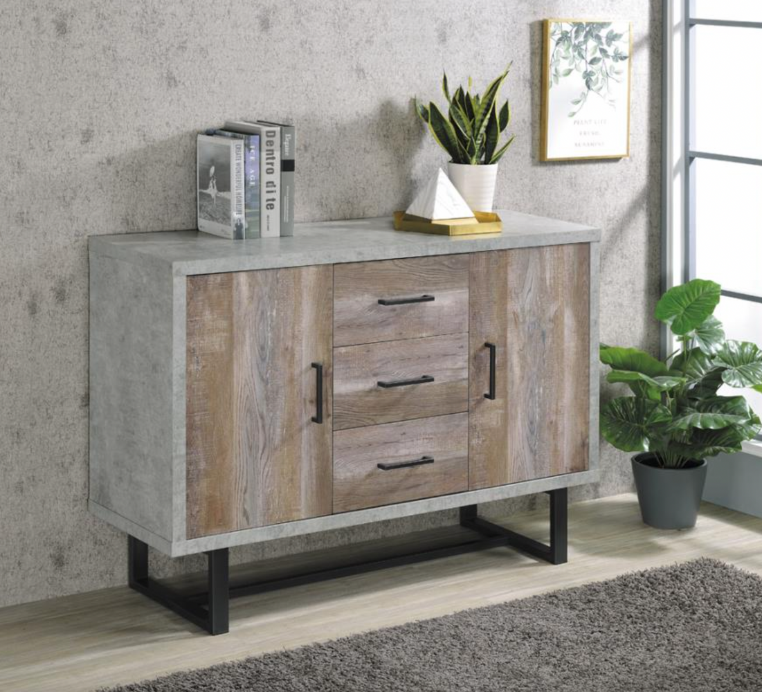 3-drawer Accent Cabinet Weathered Oak and Cement