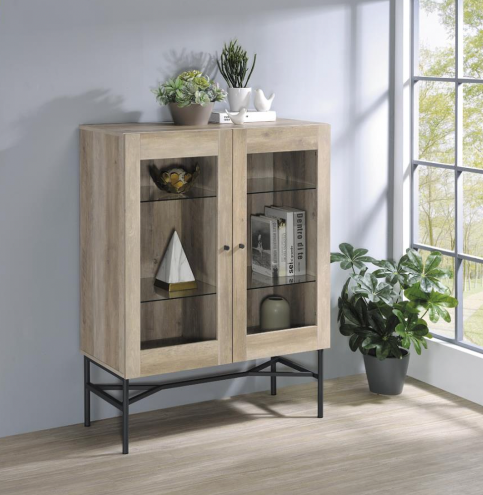 2-door Accent Cabinet with Glass Shelves