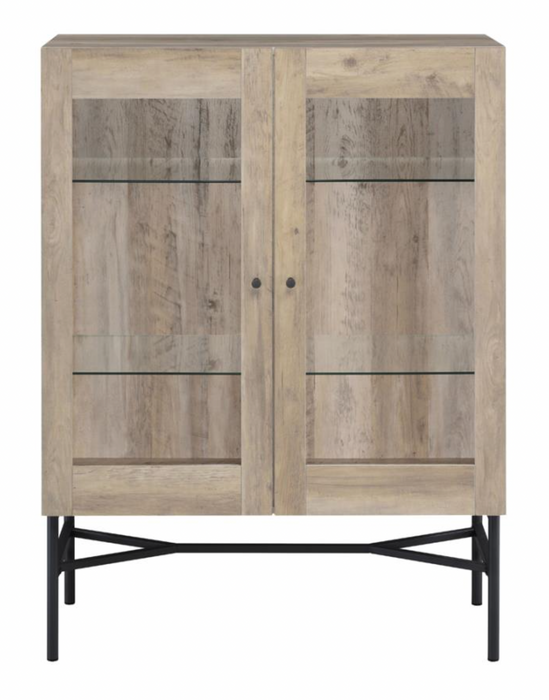 2-door Accent Cabinet with Glass Shelves