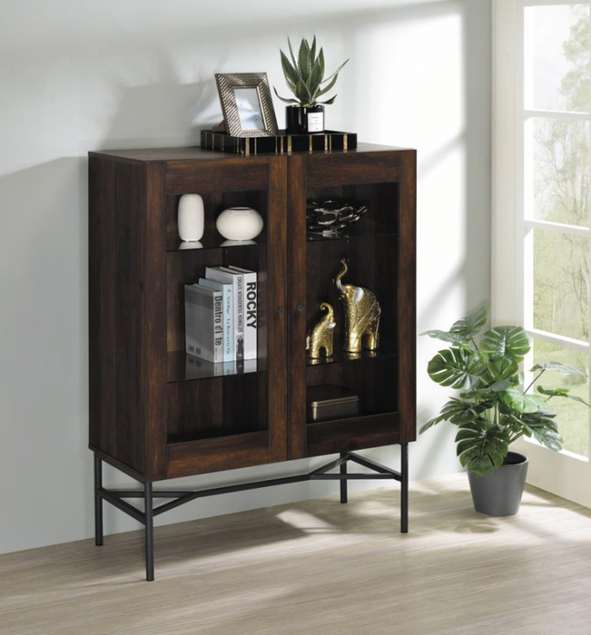 2-door Accent Cabinet with Glass Shelves