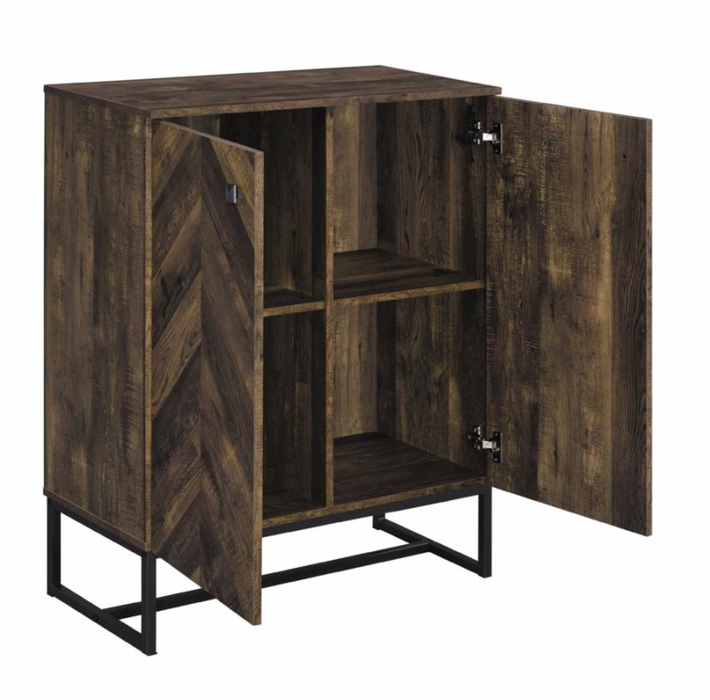 2-door Accent Cabinet Rustic Oak and Gunmetal